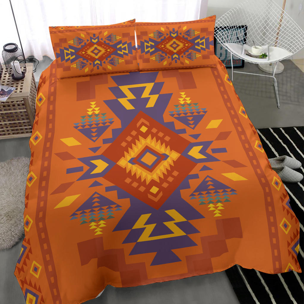 Orange Pattern Native American Bedding Set LT10 - Wonder Print Shop