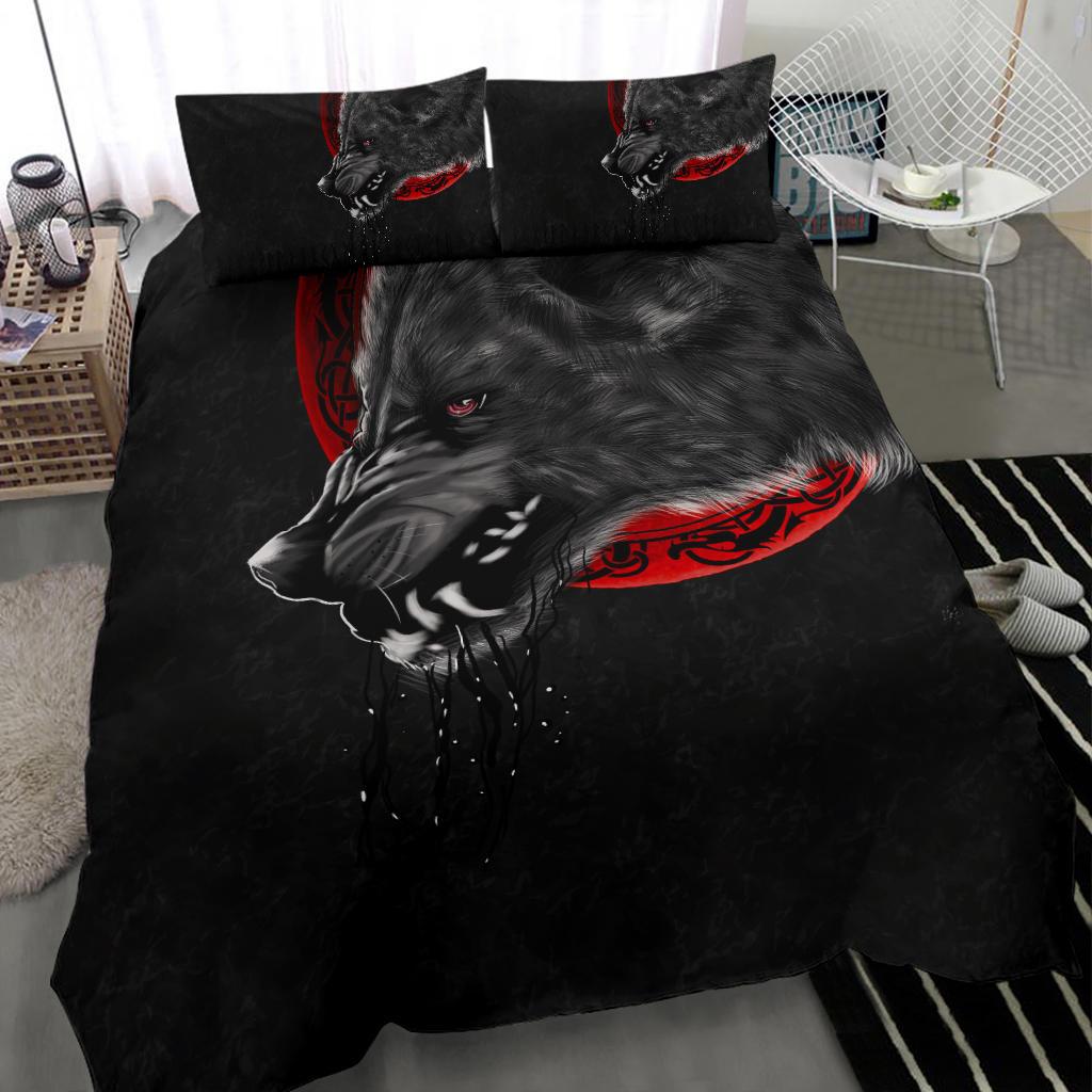 Viking Bedding Set Wolf and Blood Moon RLT12 - Wonder Print Shop