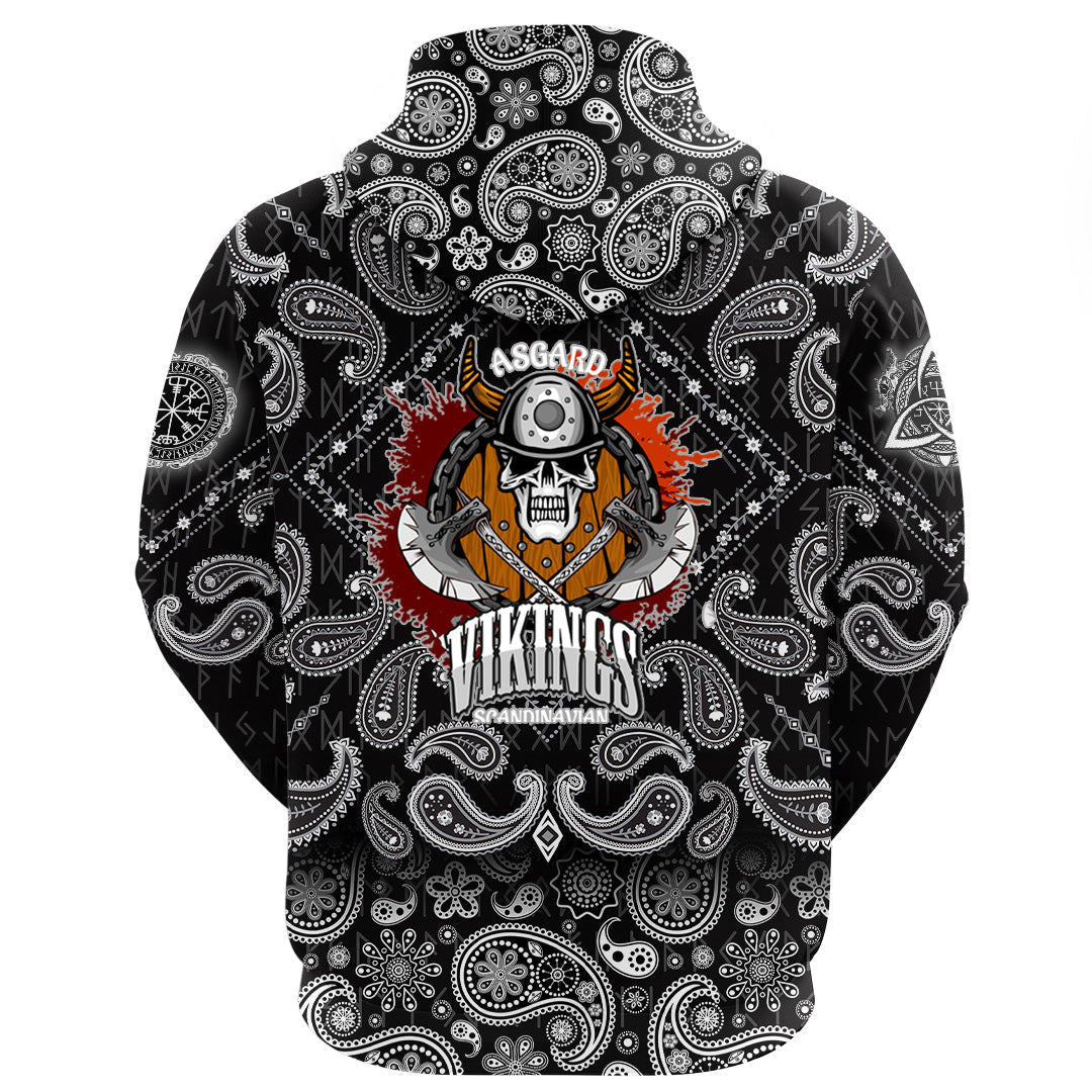 Viking Hoodie Asgard Vikings with Bandana Paisley Style RLT12 - Wonder Print Shop