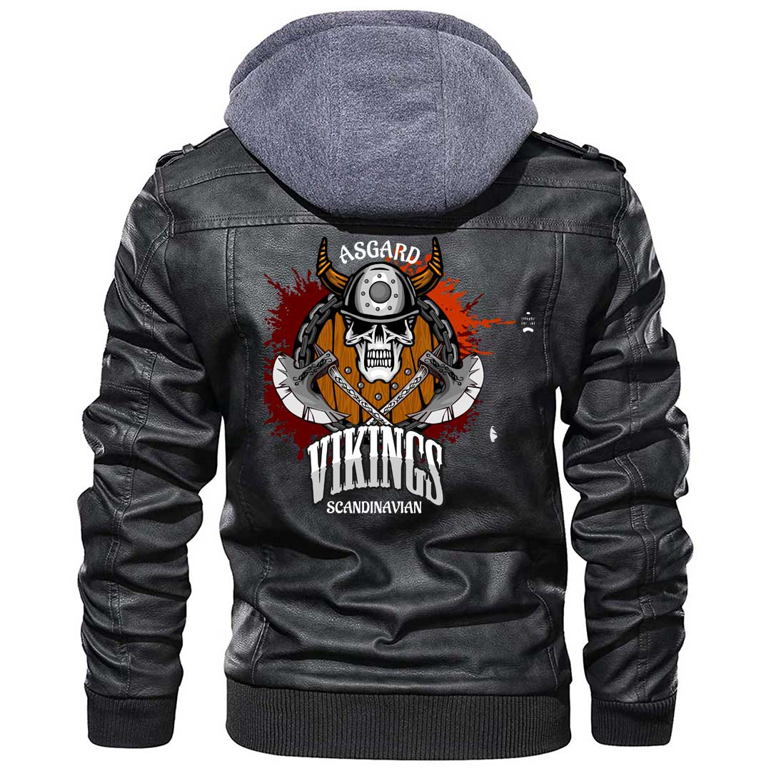 Viking Clothing Viking Asgard Vikings Zipper Leather Jacket RLT12 - Wonder Print Shop