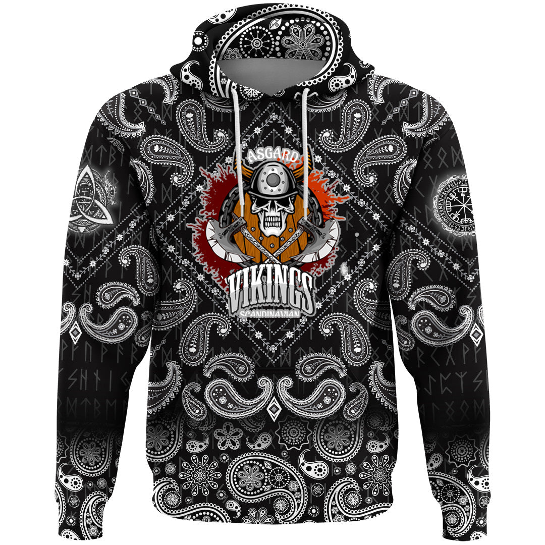 Viking Hoodie Asgard Vikings with Bandana Paisley Style RLT12 - Wonder Print Shop
