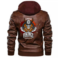 Viking Clothing Viking Asgard Vikings Zipper Leather Jacket RLT12 - Wonder Print Shop