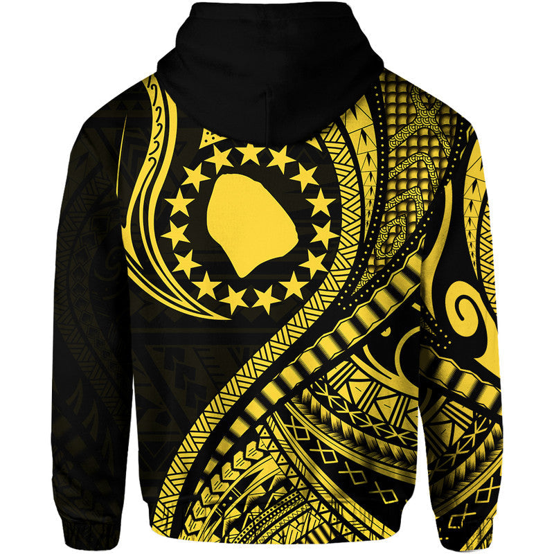 Atiu Cook Islands Hoodie Gold Polynesian Wave Style - Wonder Print Shop