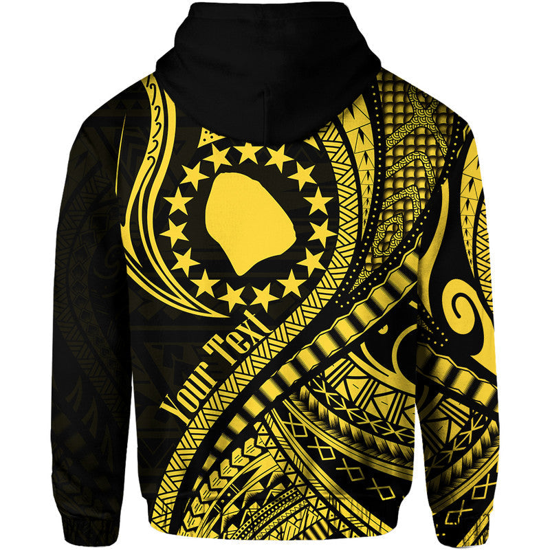Custom Personalised Atiu Cook Islands Hoodie Gold Polynesian Wave Style - Wonder Print Shop