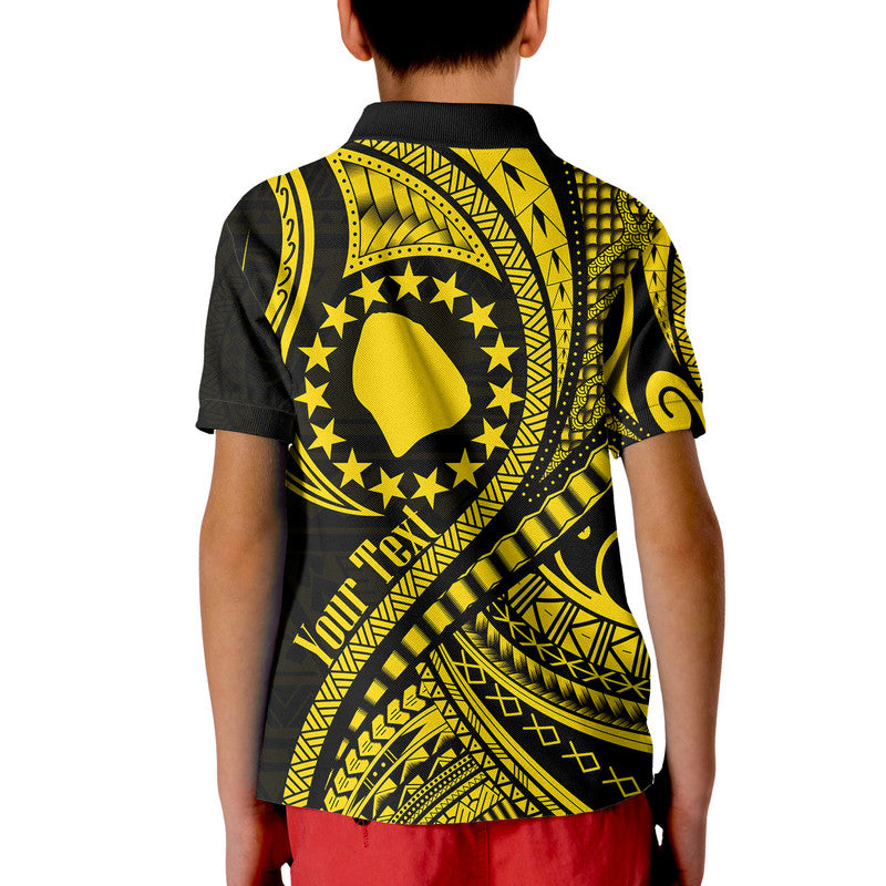 Custom Atiu Cook Islands Polo Shirt Gold Polynesian Wave Style - Wonder Print Shop