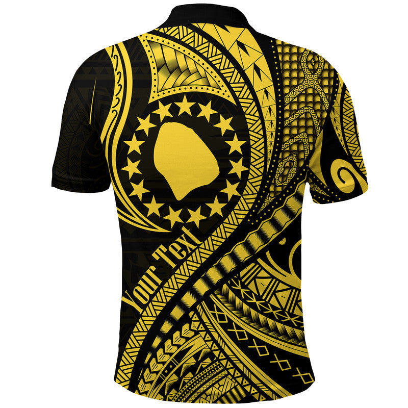 Custom Atiu Cook Islands Polo Shirt Gold Polynesian Wave Style - Wonder Print Shop