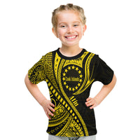 Custom Atiu Cook Islands T Shirt Gold Polynesian Wave Style - Wonder Print Shop