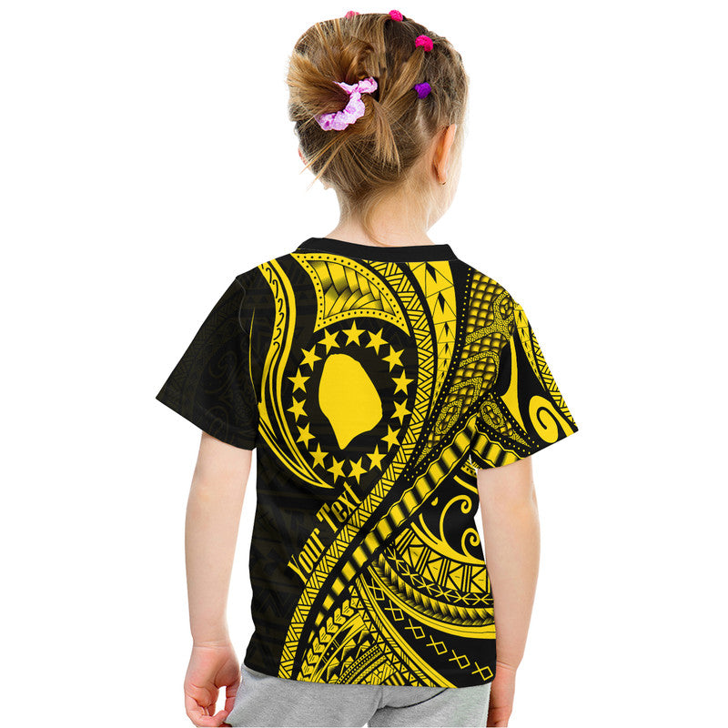 Custom Atiu Cook Islands T Shirt Gold Polynesian Wave Style - Wonder Print Shop