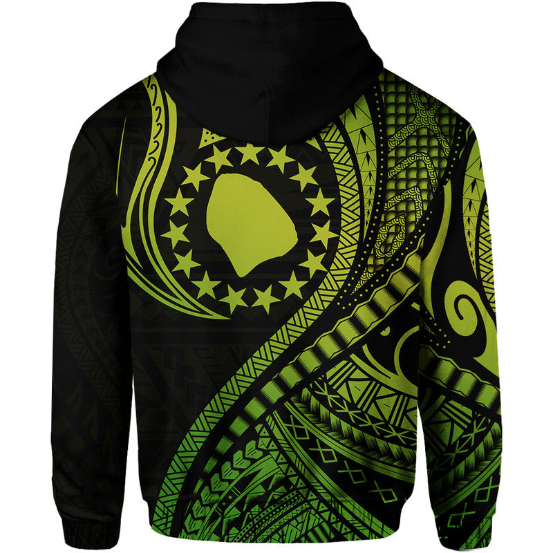 Atiu Cook Islands Hoodie Green Polynesian Wave Style - Wonder Print Shop