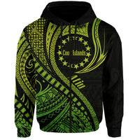 Custom Personalised Atiu Cook Islands Hoodie Green Polynesian Wave Style - Wonder Print Shop