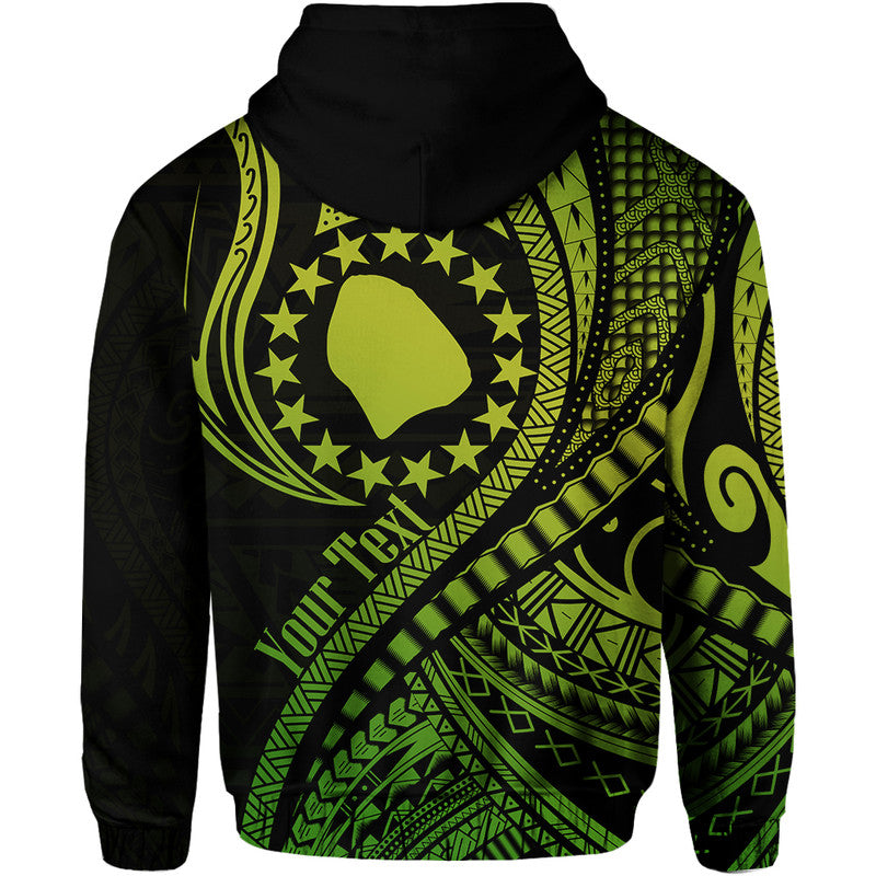 Custom Personalised Atiu Cook Islands Hoodie Green Polynesian Wave Style - Wonder Print Shop