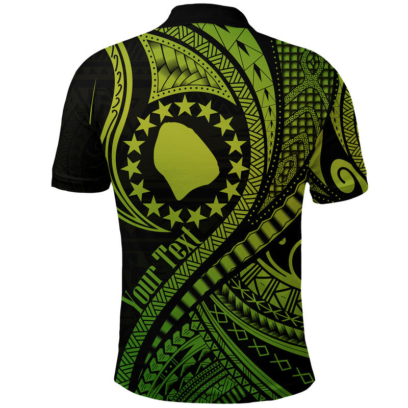 Custom Atiu Cook Islands Polo Shirt Green Polynesian Wave Style - Wonder Print Shop