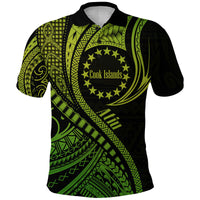 Atiu Cook Islands Polo Shirt Green Polynesian Wave Style - Wonder Print Shop