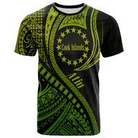 Custom Atiu Cook Islands T Shirt Green Polynesian Wave Style - Wonder Print Shop