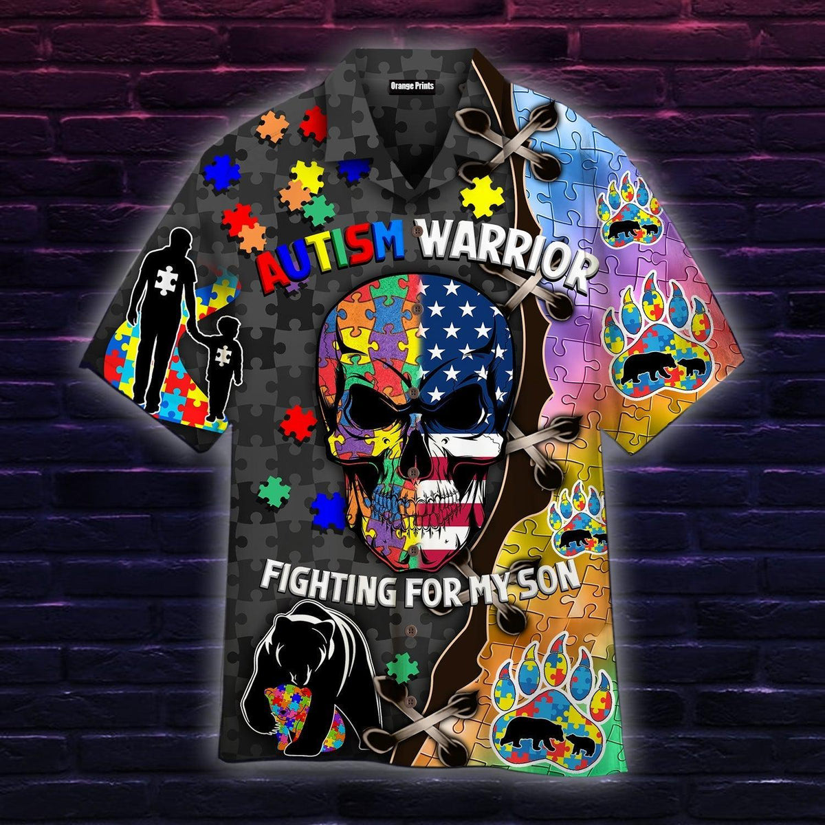 Autism Warrior Fighting For My Son Hawaiian Shirt - Wonder Print Shop