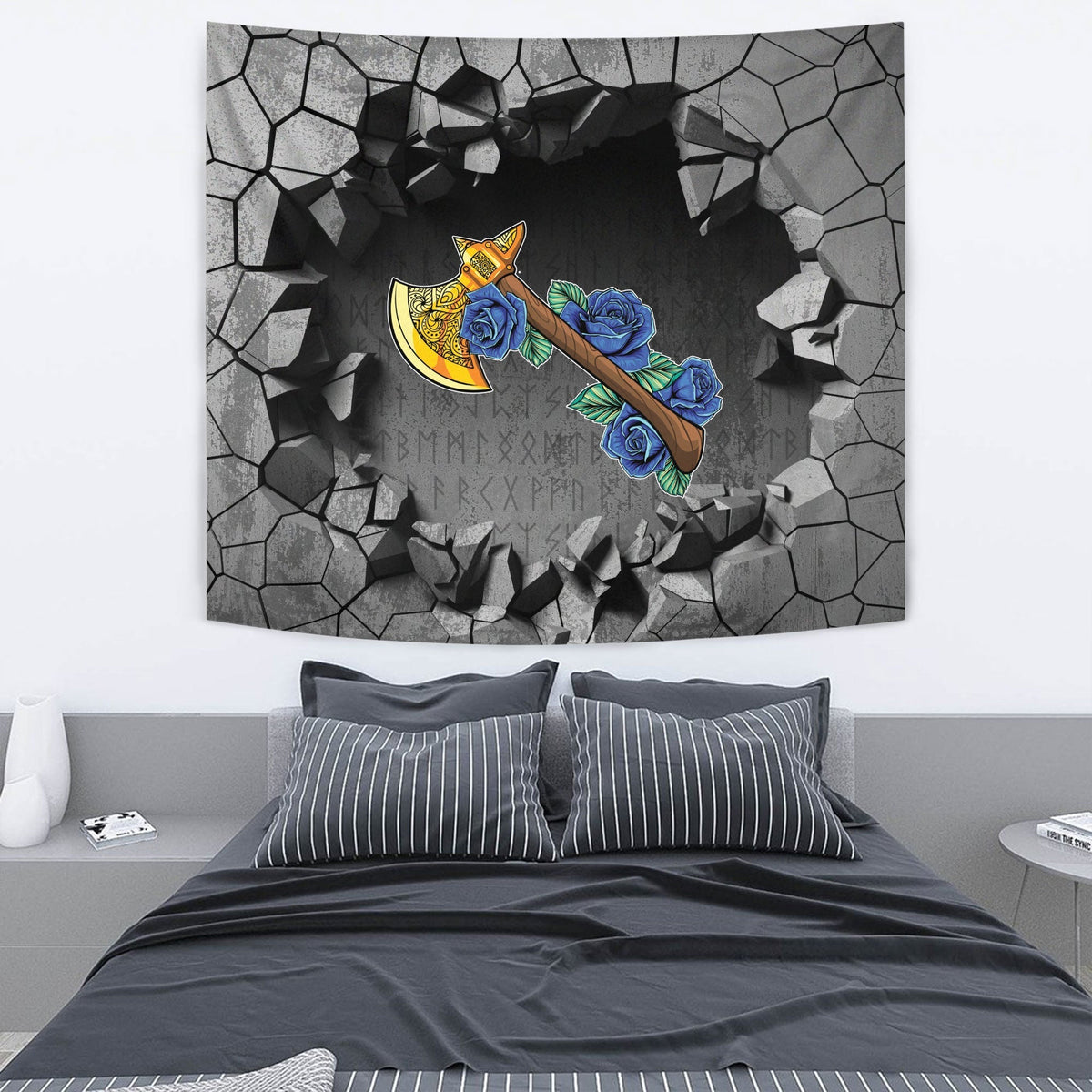 Viking Tapestry - Axe With Roses Tapestry RLT12 - Wonder Print Shop