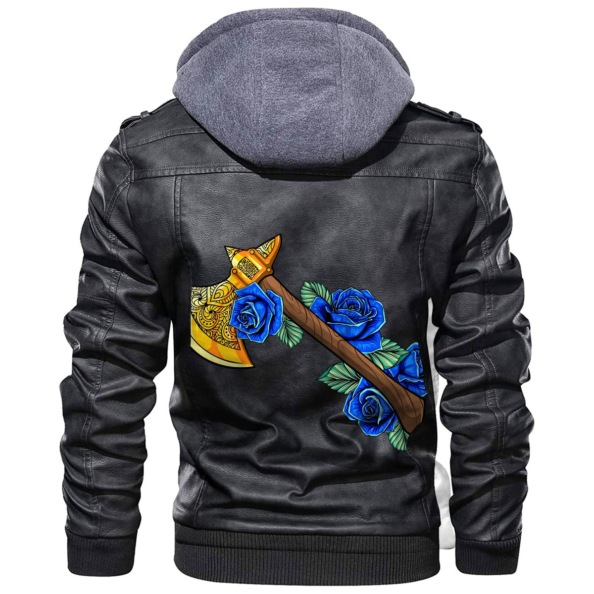 Viking Axe With Roses Leather Jacket RLT12 - Wonder Print Shop