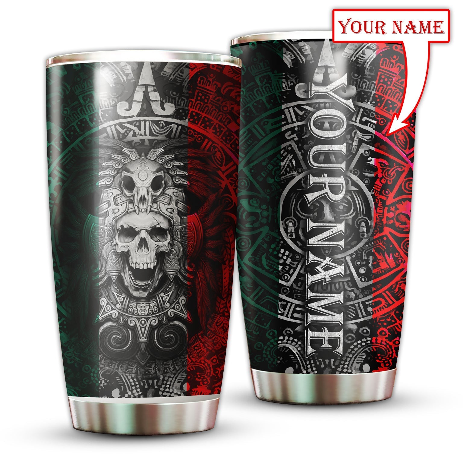aztec-mexico-with-black-red-and-white-personalized-tumbler