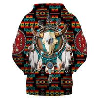Bison Dreamcatcher Native American Tribe Navy Pattern Hoodie LT10 - Wonder Print Shop