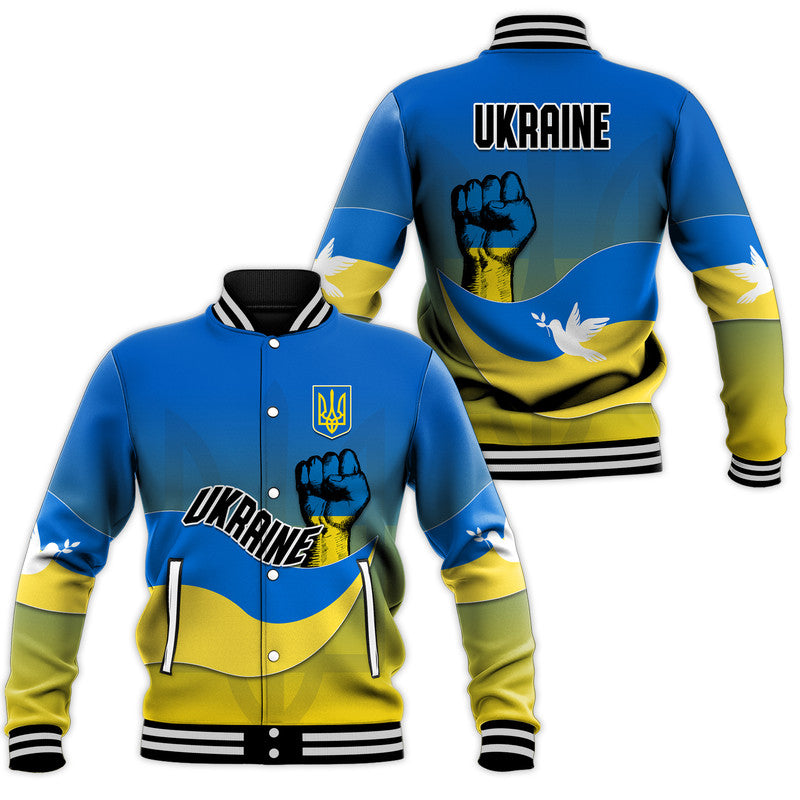 Ukraine Baseball Jacket National Flag Style - Wonder Print Shop