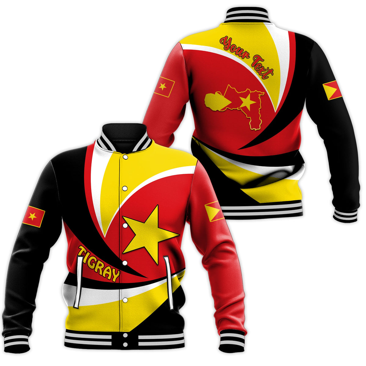 (Custom Personalised) Tigray Baseball Jacket Style Color Flag LT13 - Wonder Print Shop