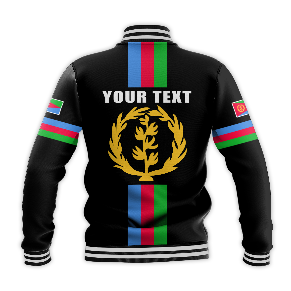 (Custom Personalised) Eritrea Baseball Jacket Striped Black LT13 - Wonder Print Shop