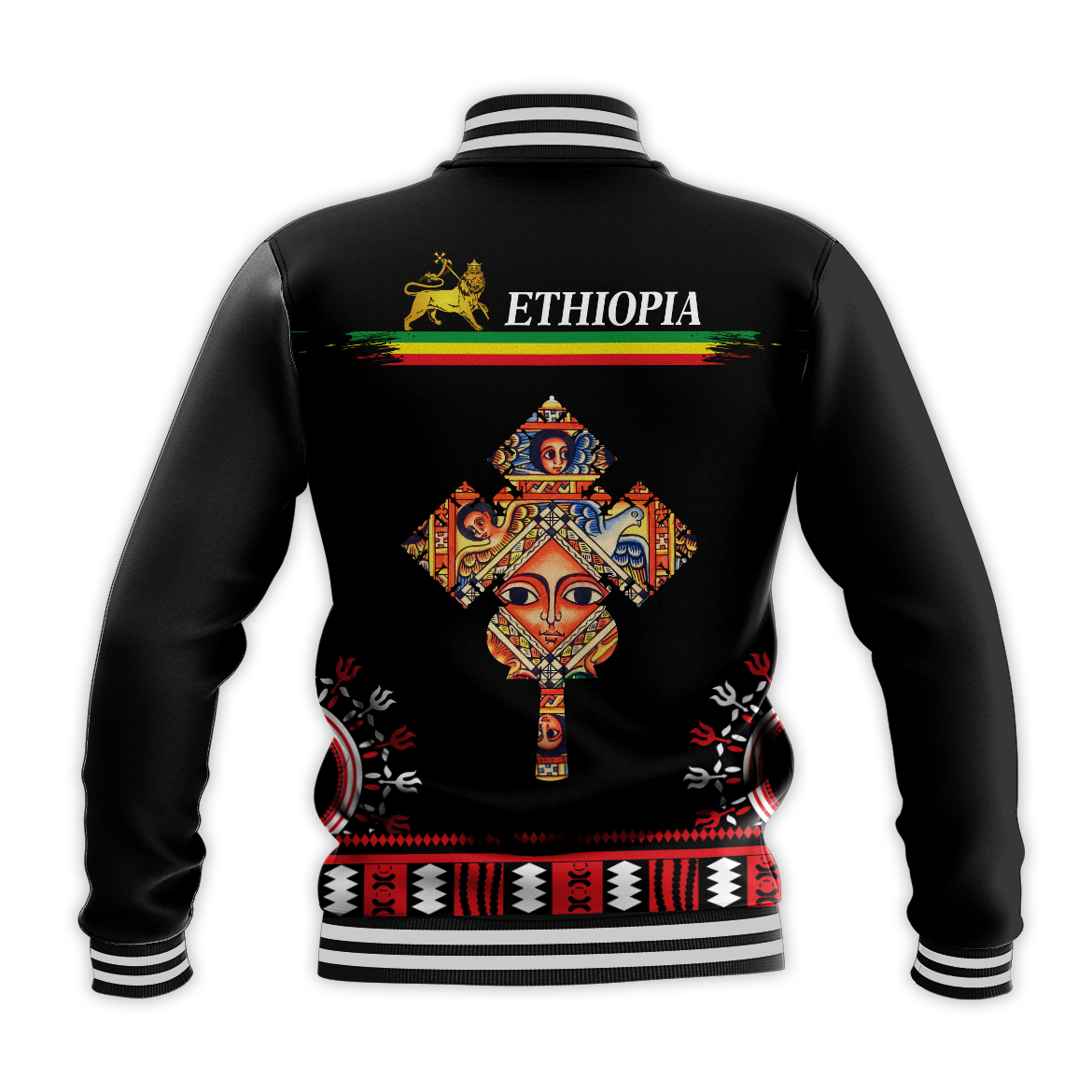 (Custom Personalised) Ethiopia Baseball Jacket - Ethiopian Cross LT13 - Wonder Print Shop