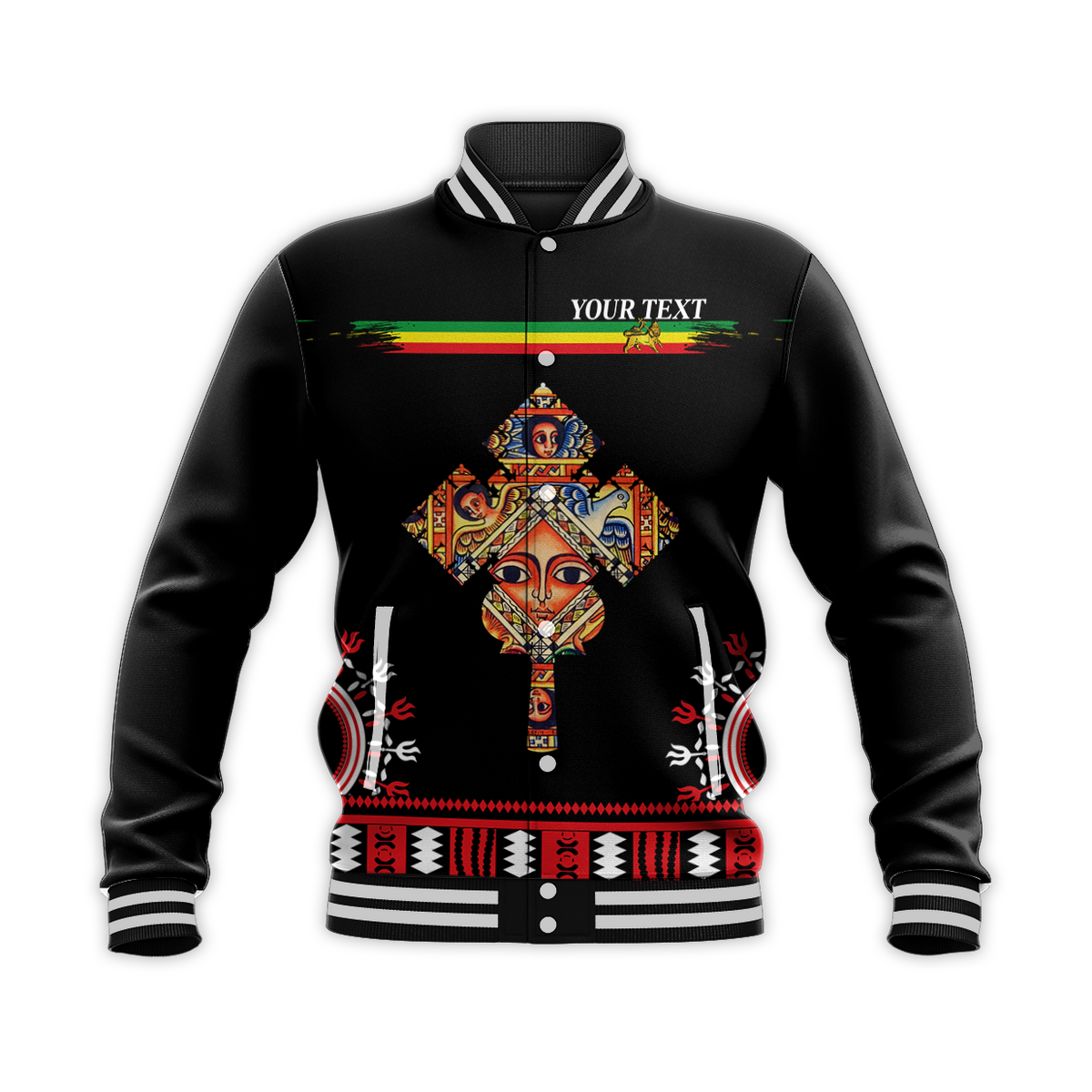 (Custom Personalised) Ethiopia Baseball Jacket - Ethiopian Cross LT13 - Wonder Print Shop