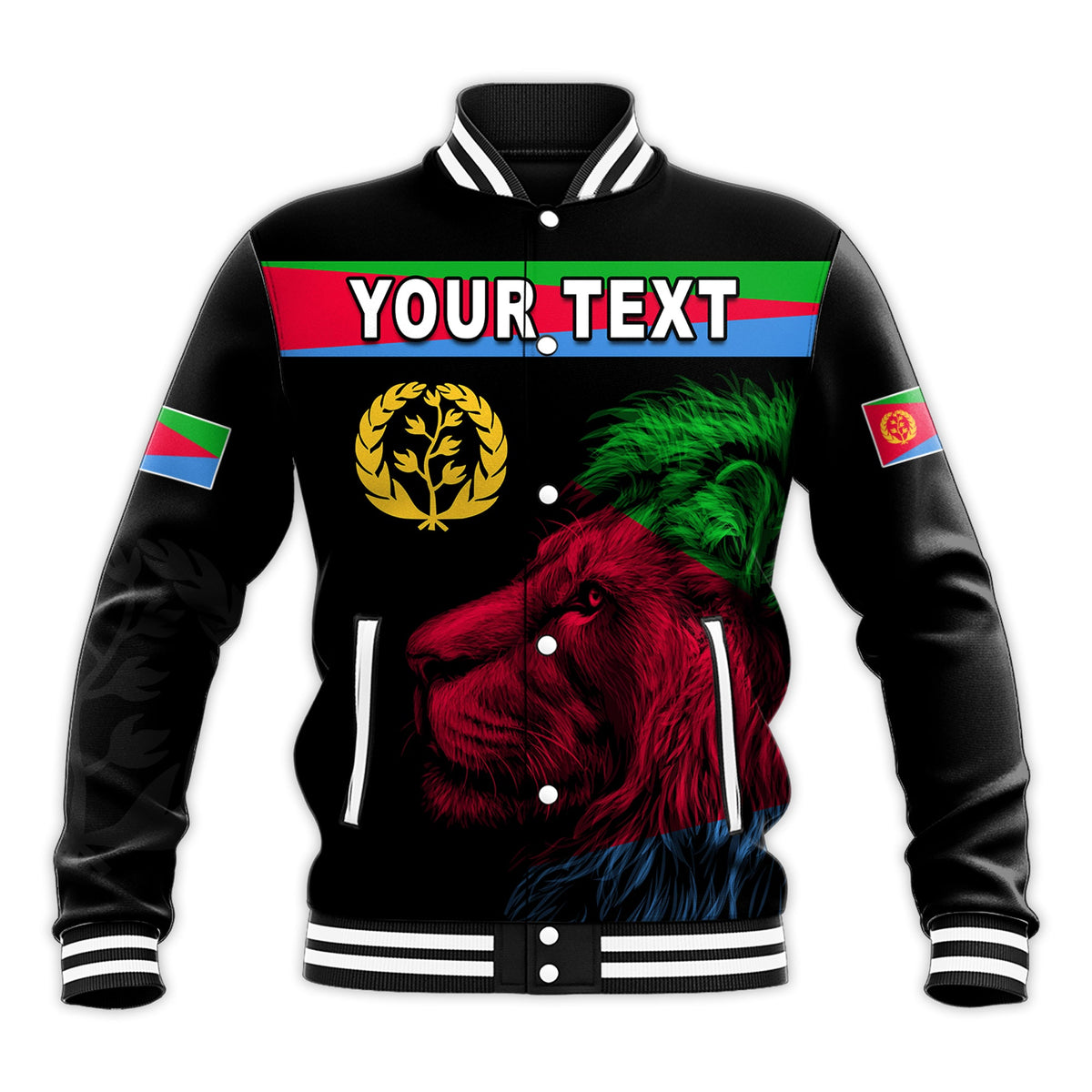 (Custom Personalised) Asmara Eritrean Baseball Jacket Eritrea Lion Proud Olive Symbol LT13 - Wonder Print Shop