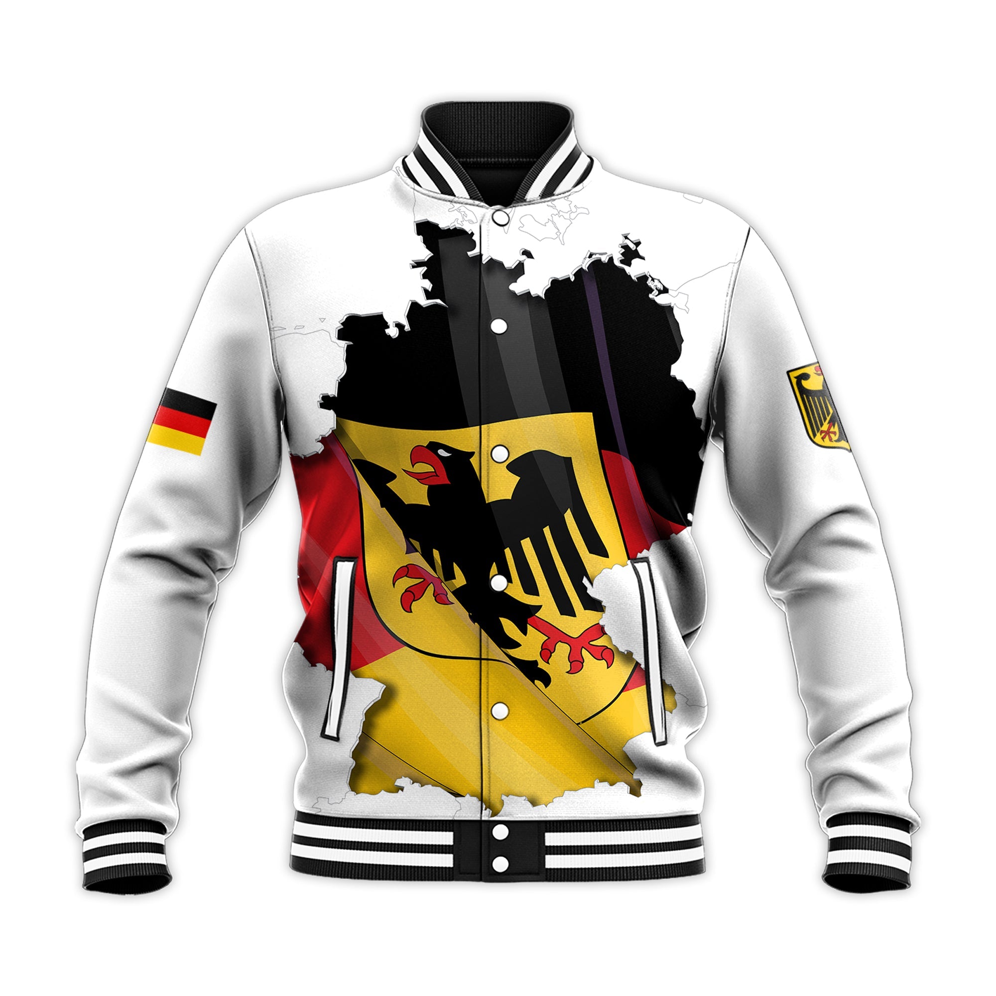 (Custom Personalised) Germany Baseball Jacket Grunge Deutschland Map and Coat Of Arms LT13 - Wonder Print Shop
