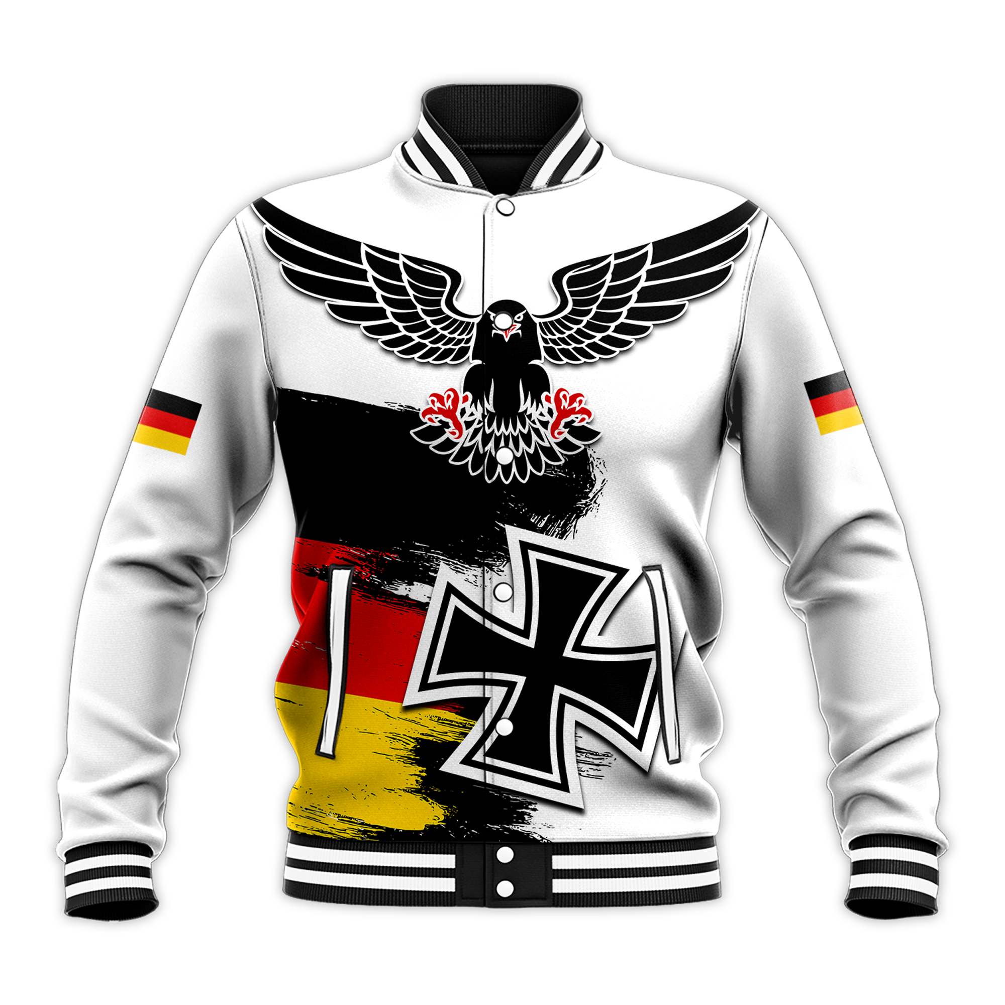 (Custom Personalised) Germany Baseball Jacket Grunge Deutschland Flag and Eagle LT13 - Wonder Print Shop