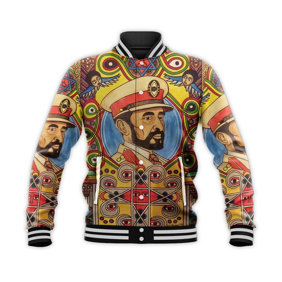 Ethiopia Baseball Jacket Haile Selassie I LT13 - Wonder Print Shop