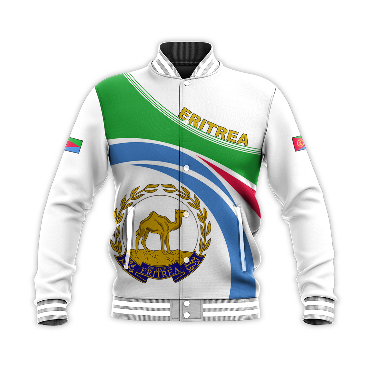 Eritrea Map And Coat Of Arms Baseball Jacket LT13 - Wonder Print Shop