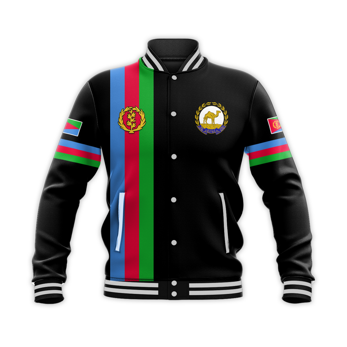 Eritrea Baseball Jacket Striped Black LT13 - Wonder Print Shop