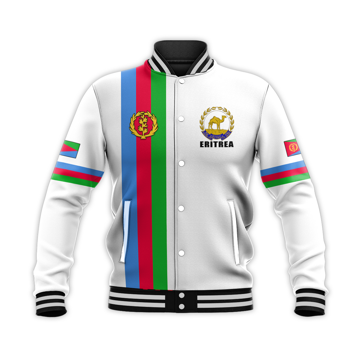 (Custom Personalised) Eritrea Baseball Jacket Striped LT13 - Wonder Print Shop