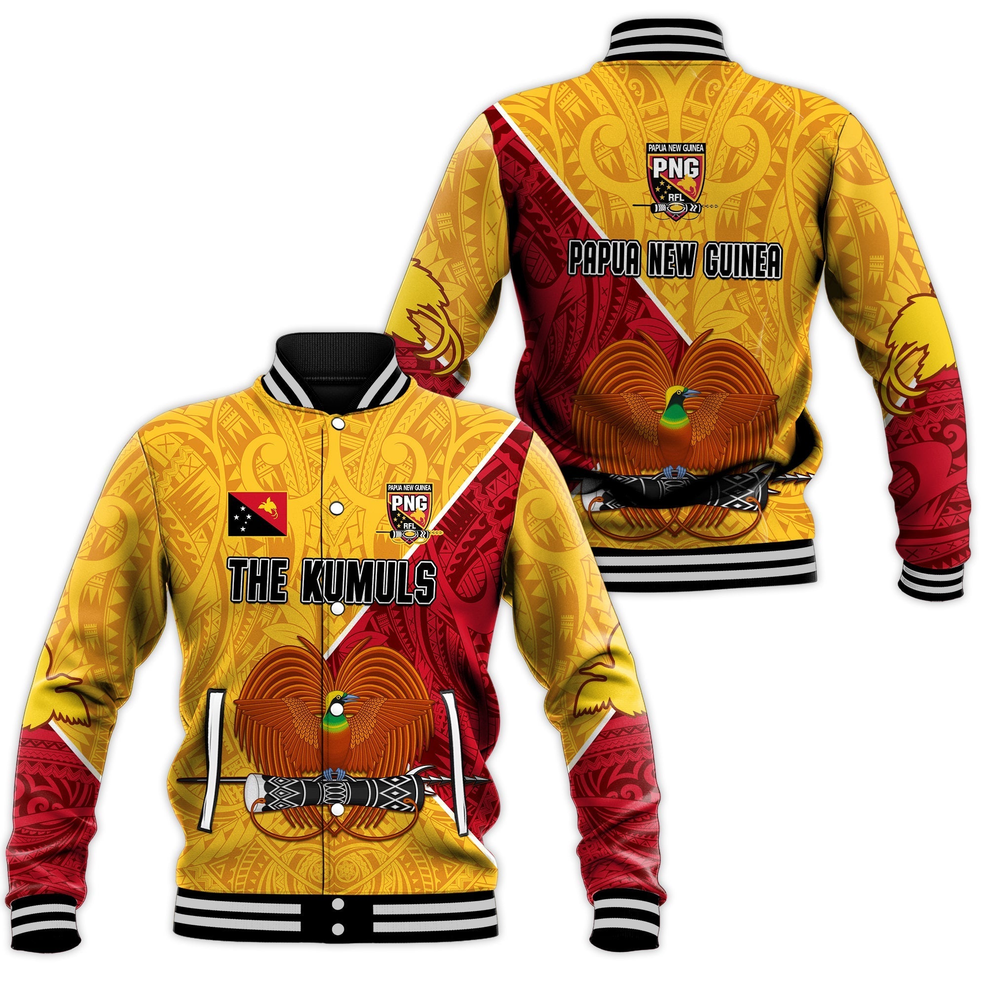 The Kumuls PNG Baseball Jacket Papua New Guinea Polynesian Dynamic Style - Wonder Print Shop