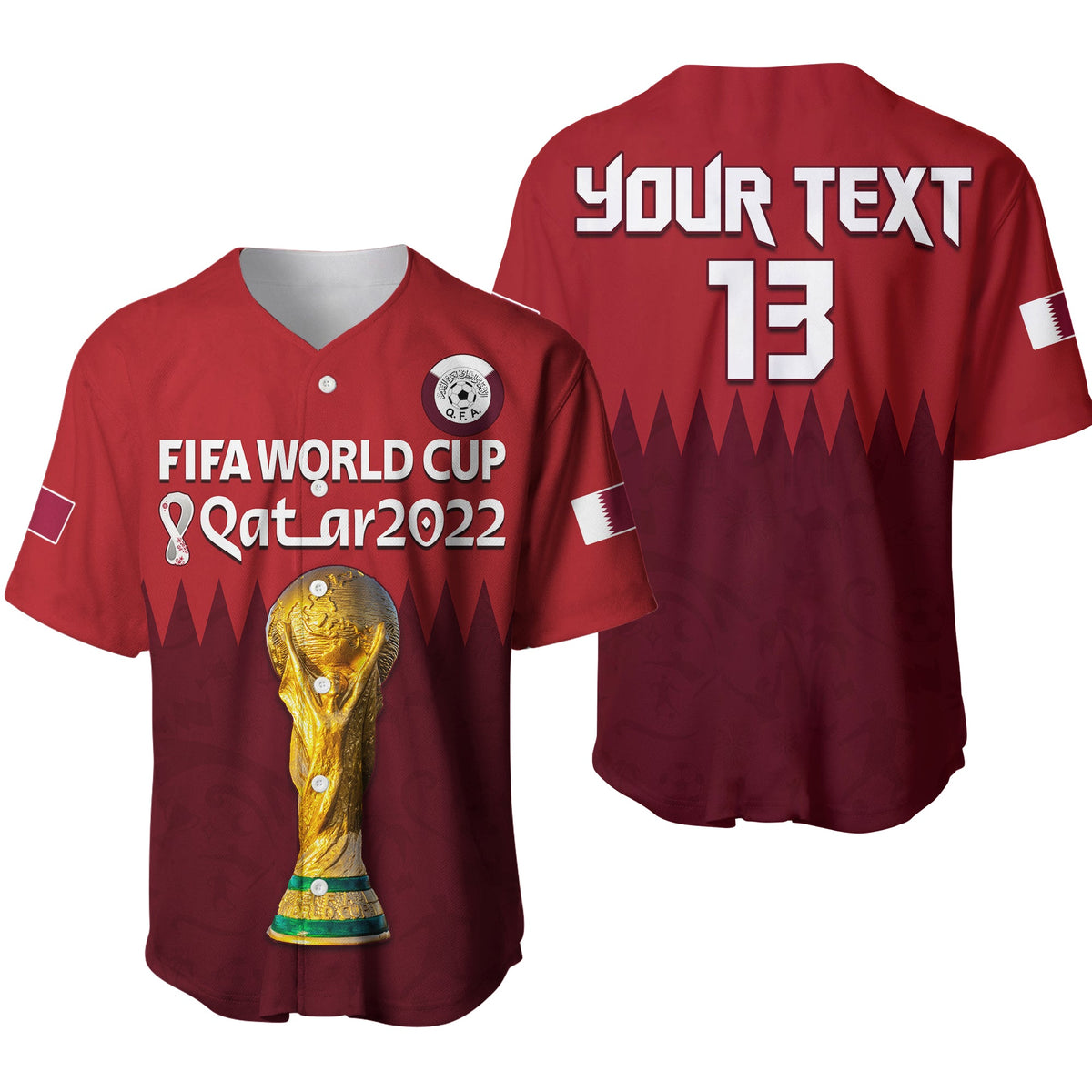 (Custom Text and Number) Qatar Football Baseball Jersey WC 2022 Style Sporty LT13 - Wonder Print Shop