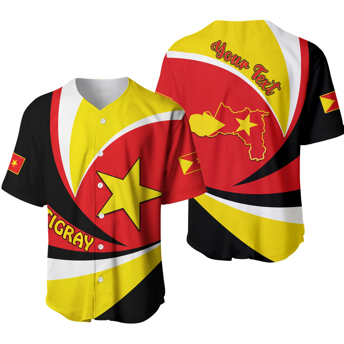 (Custom Personalised) Tigray Baseball Jersey Style Color Flag LT13 - Wonder Print Shop