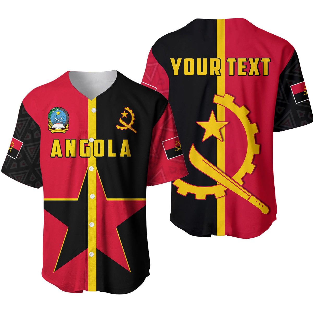 (Custom Personalised) Angola Baseball Jersey Star and Flag Style Sporty LT13 - Wonder Print Shop