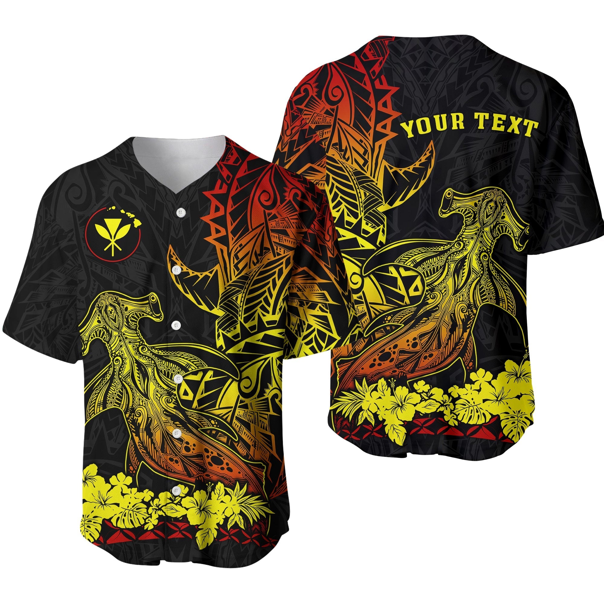 (Custom Personalised) Hawaii Polynesian Baseball Jersey Wild Hammerhead Sharks Fresh Life LT13 - Wonder Print Shop