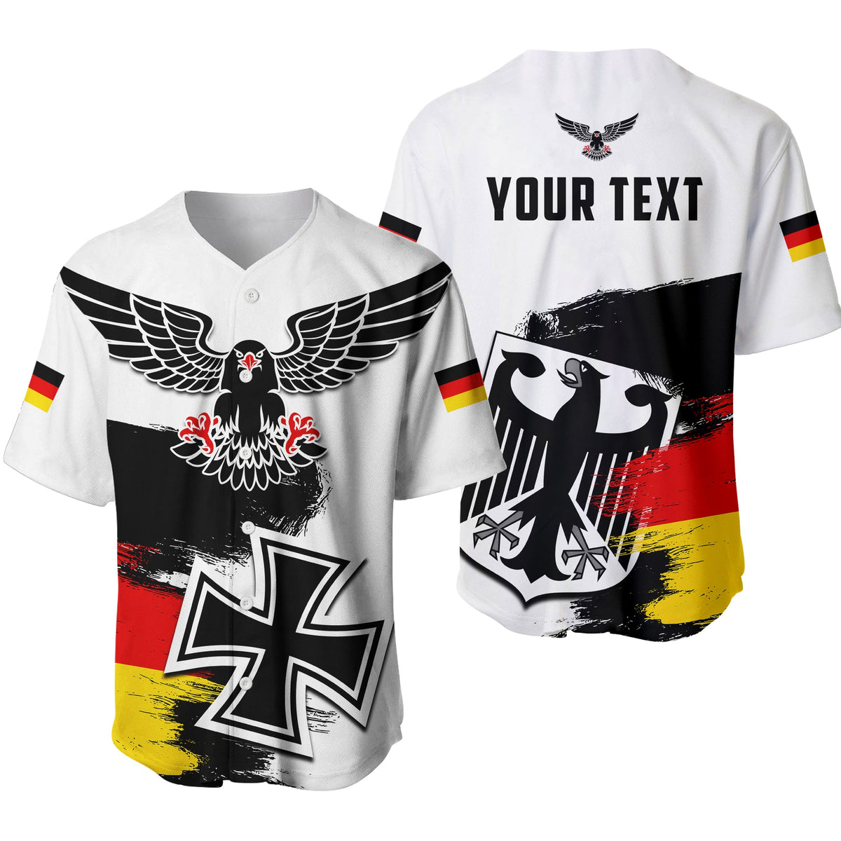(Custom Personalised) Germany Baseball Jersey Grunge Deutschland Flag and Eagle LT13 - Wonder Print Shop