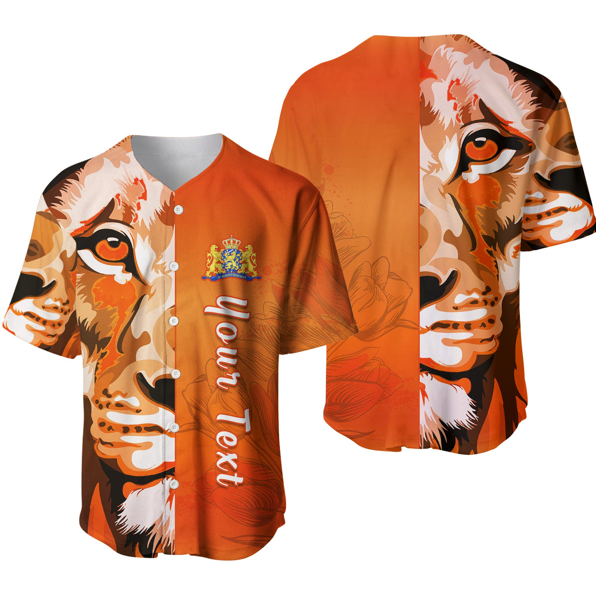 (Custom Personalised) Netherlands Baseball Jersey Style Lusty Dutch Lion LT13 - Wonder Print Shop