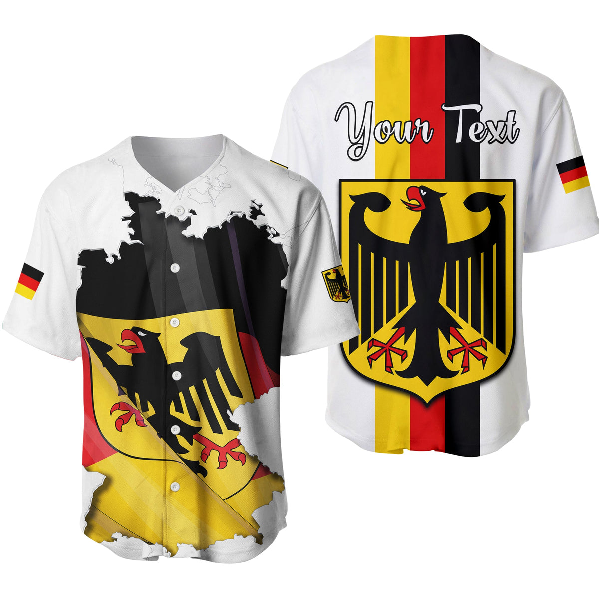 (Custom Personalised) Germany Baseball Jersey Grunge Deutschland Map and Coat Of Arms LT13 - Wonder Print Shop
