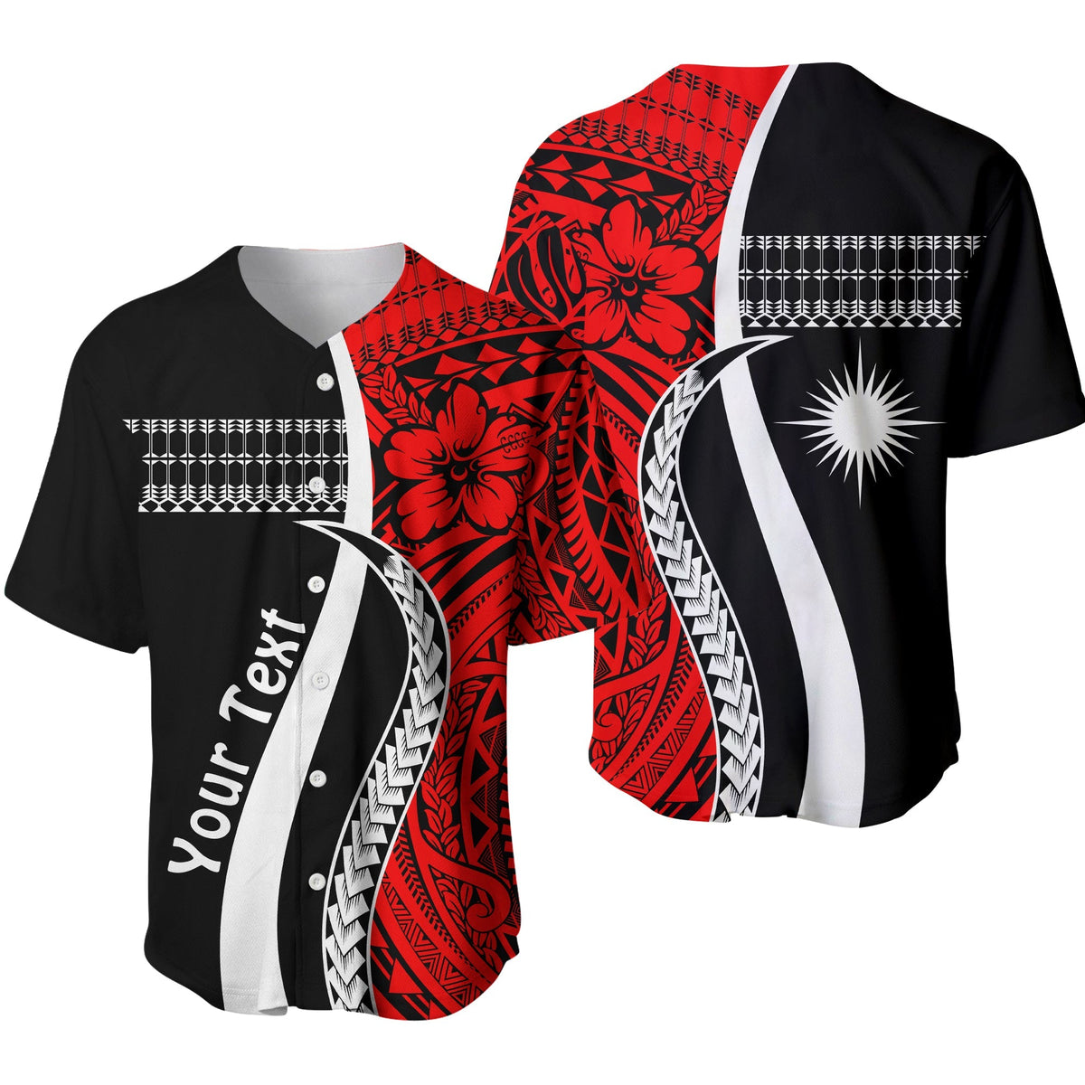 (Custom Personalised) Marshall Islands Baseball Jersey Simple Pattern Version Red LT13 - Wonder Print Shop