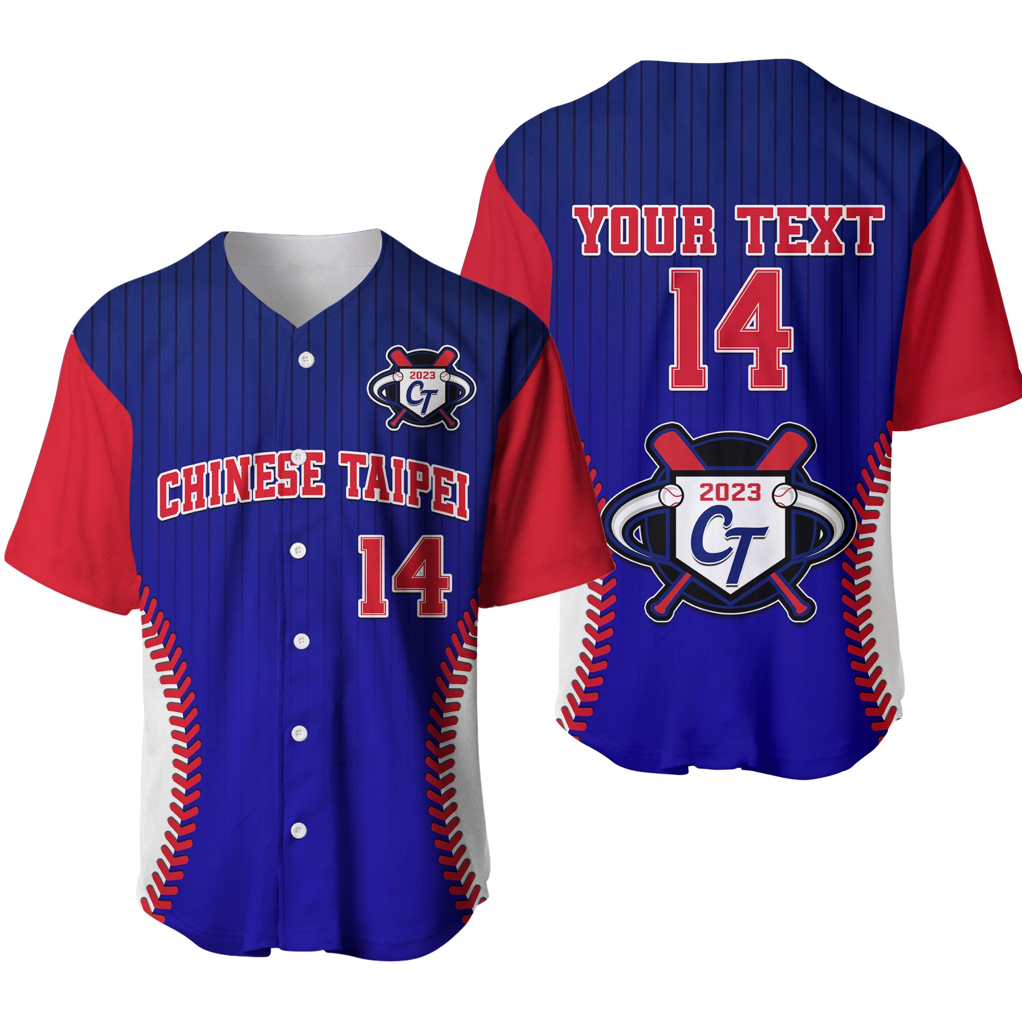 (Custom Text And Number) Chinese Taipei 2023 Baseball Jersey Baseball Ver.01 LT14