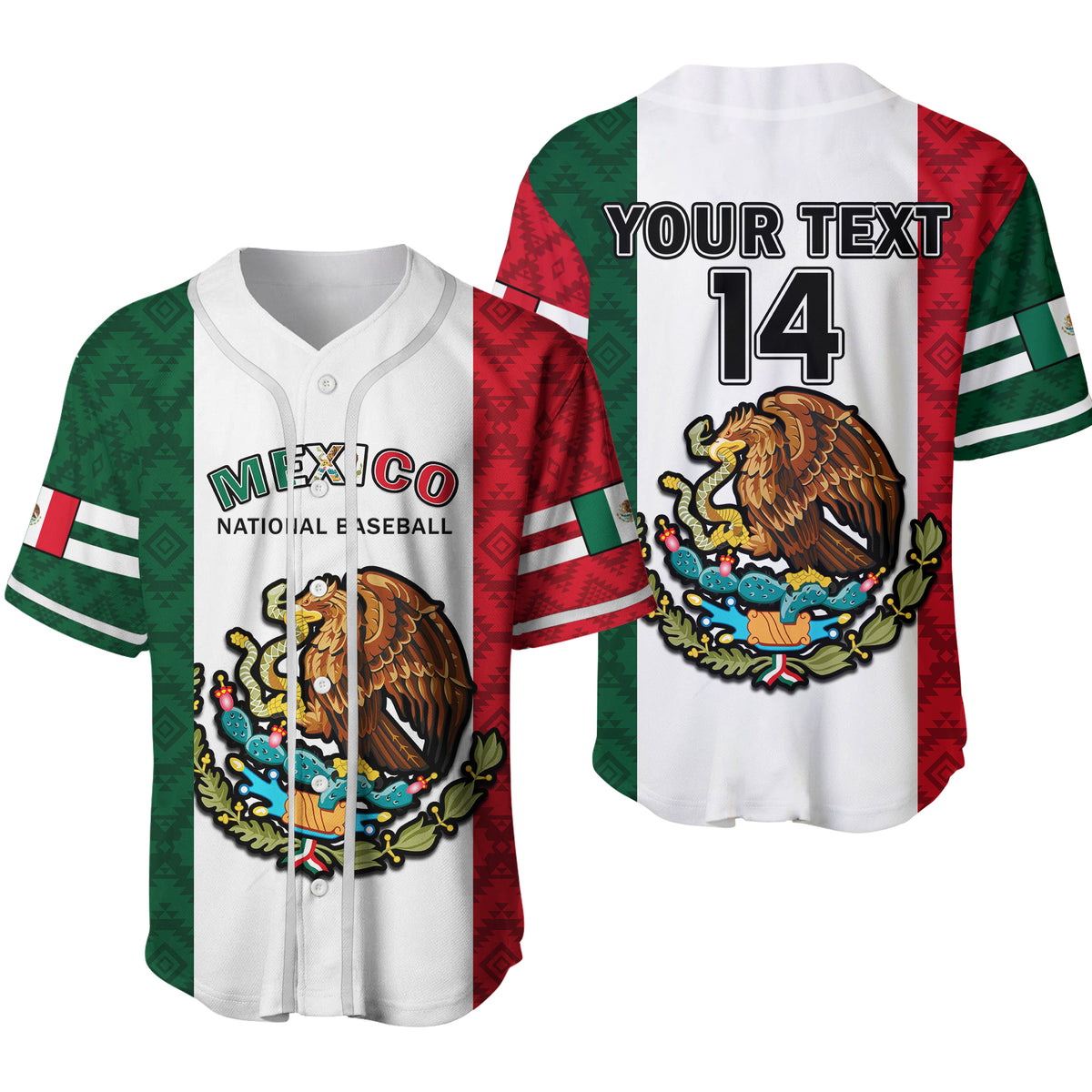 (Custom Text And Number) Mexico 2023 Baseball Mexican Art Flag Style Baseball Jersey Ver.02 - Wonder Print Shop