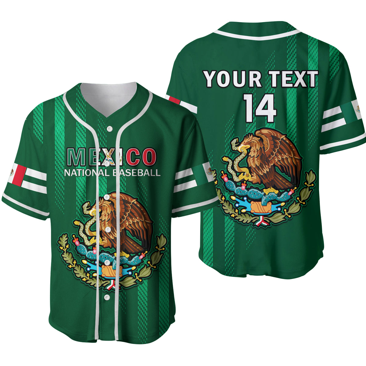 (Custom Text And Number) Mexico 2023 Baseball Mix Coat Of Arms Baseball Jersey Ver.02 - Wonder Print Shop