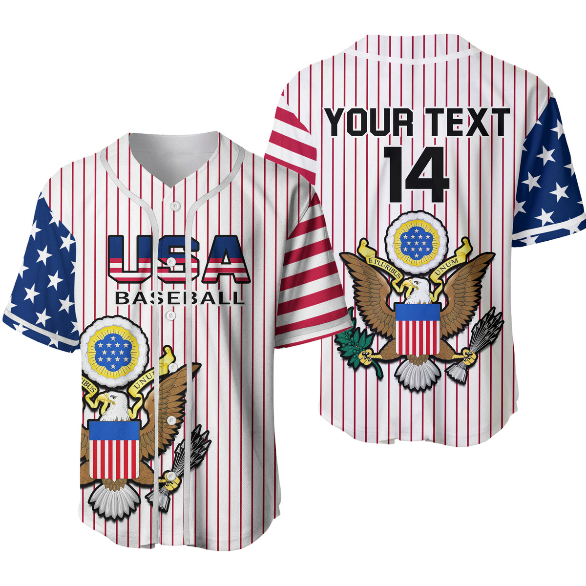 (Custom Text And Number) United States 2023 Baseball USA Coat Of Arms Baseball Jersey Ver.02 - Wonder Print Shop