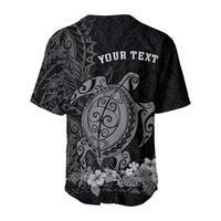 Back-style baseball jersey with 'YOUR TEXT' and turtle design over tribal pattern