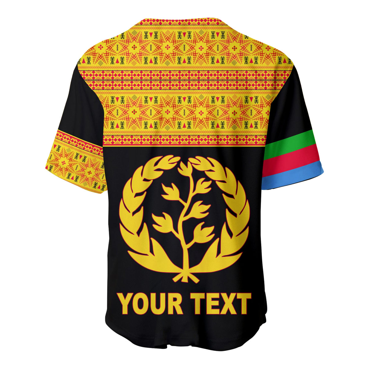 (Custom Personalised) Eritrea Tibeb Baseball Jersey Eritrean Cross Mix Flag Version Black LT13 - Wonder Print Shop